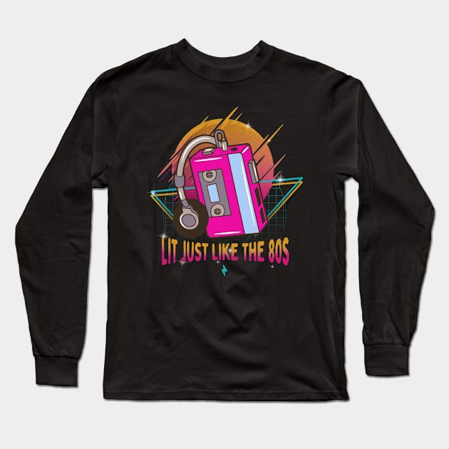 80s Music Fan Tape Party Vaporwave Long Sleeve T-Shirt by USProudness